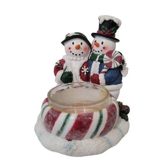 Vintage Yankee Candle Snowman Couple Tea Light Holder 1207691 Fair Christmas - Picture 5 of 5